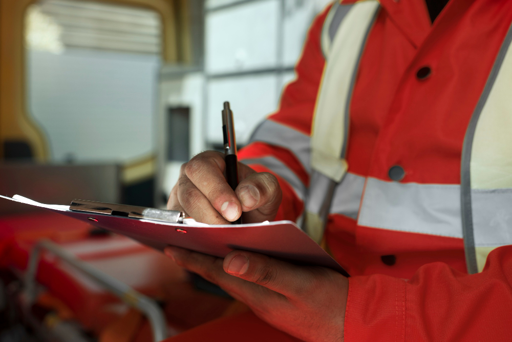 side-view-man-taking-notes-ambulance-car